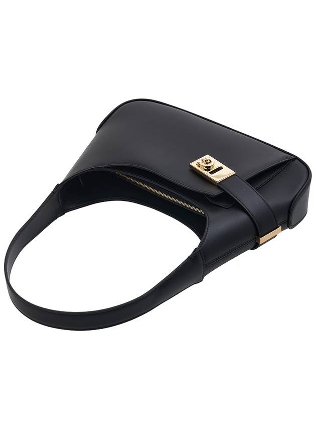 Smooth Caprether Medium Shoulder Bag Black - SALVATORE FERRAGAMO - BALAAN 5