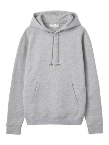 Logo Rive Gauche Hooded Gray T Shirt Hoodie - SAINT LAURENT - BALAAN 1