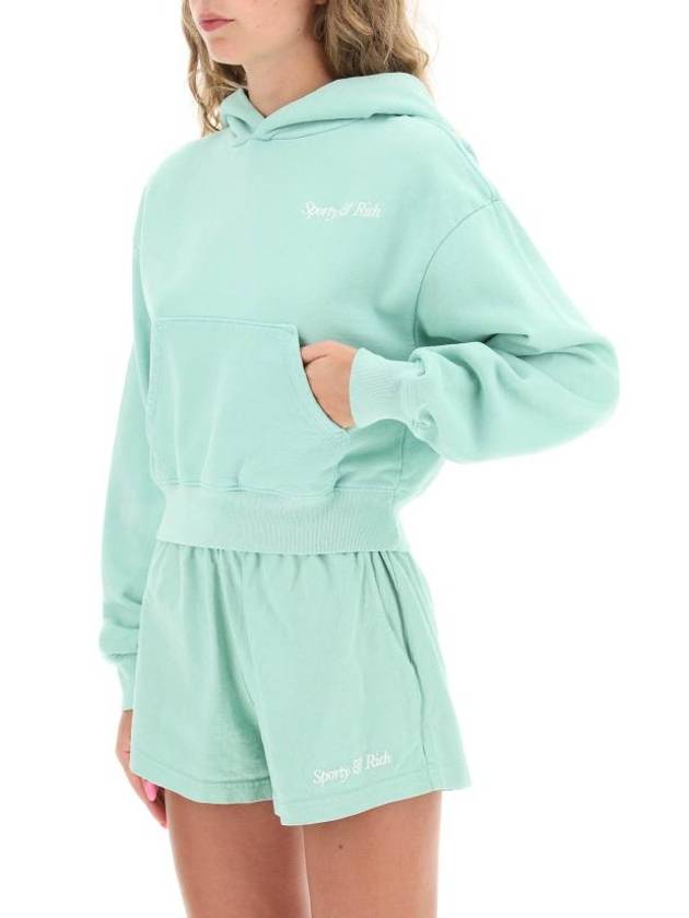 Cropped Cotton Hoodie Mint - SPORTY & RICH - BALAAN 5