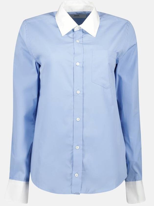 Classic Poplin Long Sleeve Shirt Blue - AMI - BALAAN 2