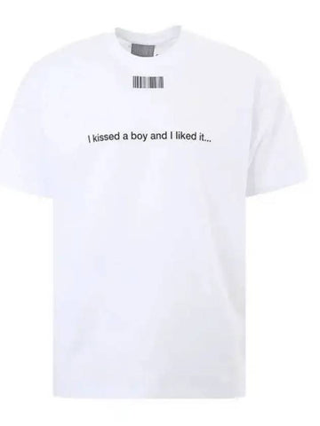 Lettering barcode white short sleeve t shirt 271183 - VETEMENTS - BALAAN 1