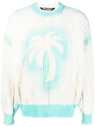 Spray Cable Knit Top Off White - PALM ANGELS - BALAAN 2