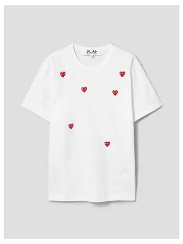 Unisex 6 Heart Short Sleeve T Shirt White Domestic Product GM0024080693482 - COMME DES GARCONS PLAY - BALAAN 1