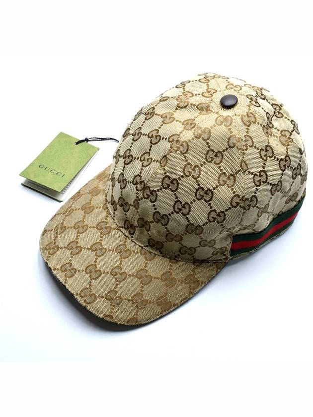 Original GG Web Supreme Canvas Baseball Ball Cap Beige Ebony - GUCCI - BALAAN 3