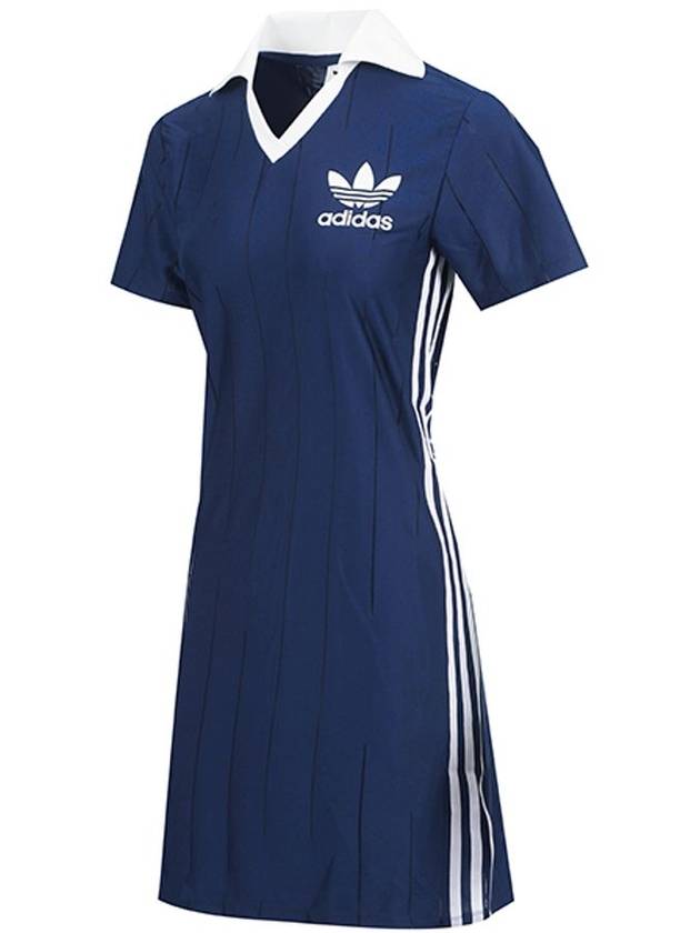 Adicolor 3 Stripe Pinstripe Short Dress Navy - ADIDAS - BALAAN 1