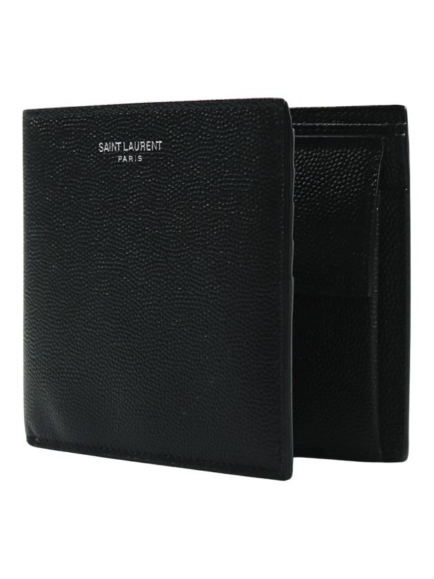 Logo East West Half Wallet Black - SAINT LAURENT - BALAAN 4