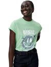 Smiley Relaxation Logo Round Neck Cotton Short Sleeve T-Shirt Green - GANNI - BALAAN 6