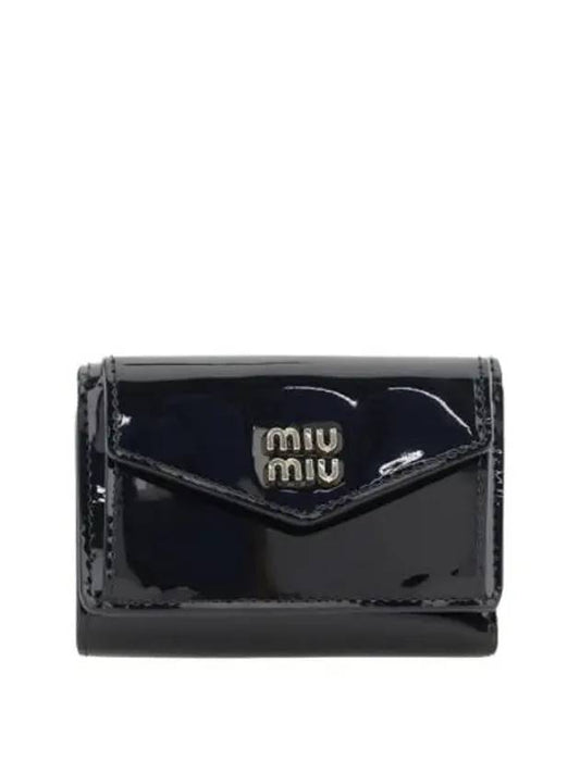 Matelasse Logo Leather Half Wallet Black - MIU MIU - BALAAN 2