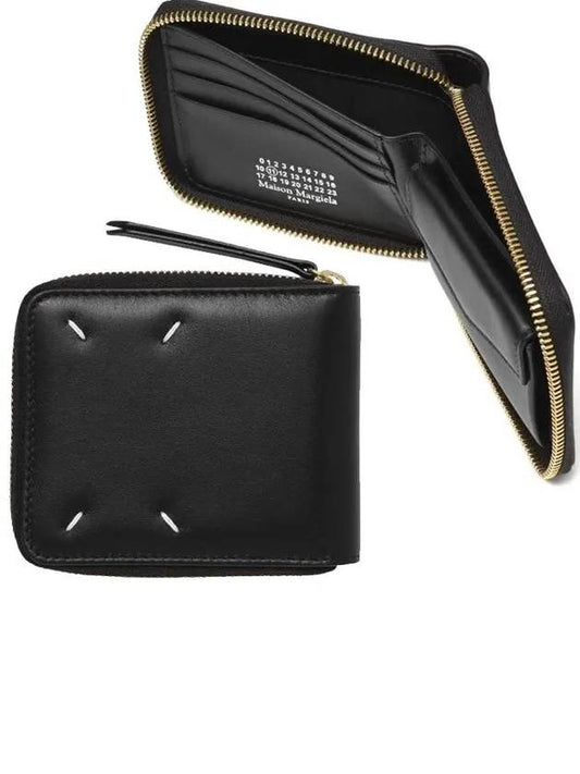 Stitch Zip Around Medium Halfwallet Black - MAISON MARGIELA - BALAAN.