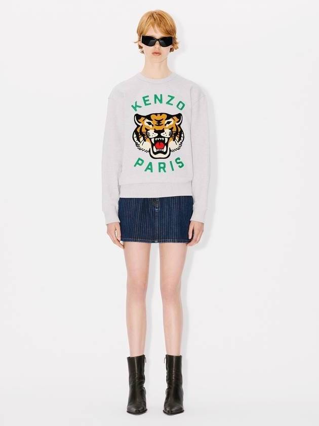 Lucky Tiger Embroidery Cotton Sweatshirt Pale Grey - KENZO - BALAAN 6