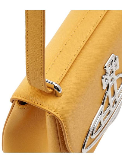 Linda Logo Plaque Saffiano Leather Cross Bag Yellow - VIVIENNE WESTWOOD - BALAAN 8