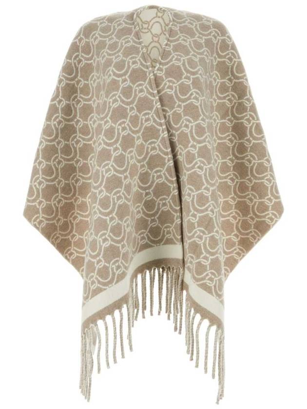 Jacquard Poncho Beige - SALVATORE FERRAGAMO - BALAAN 2