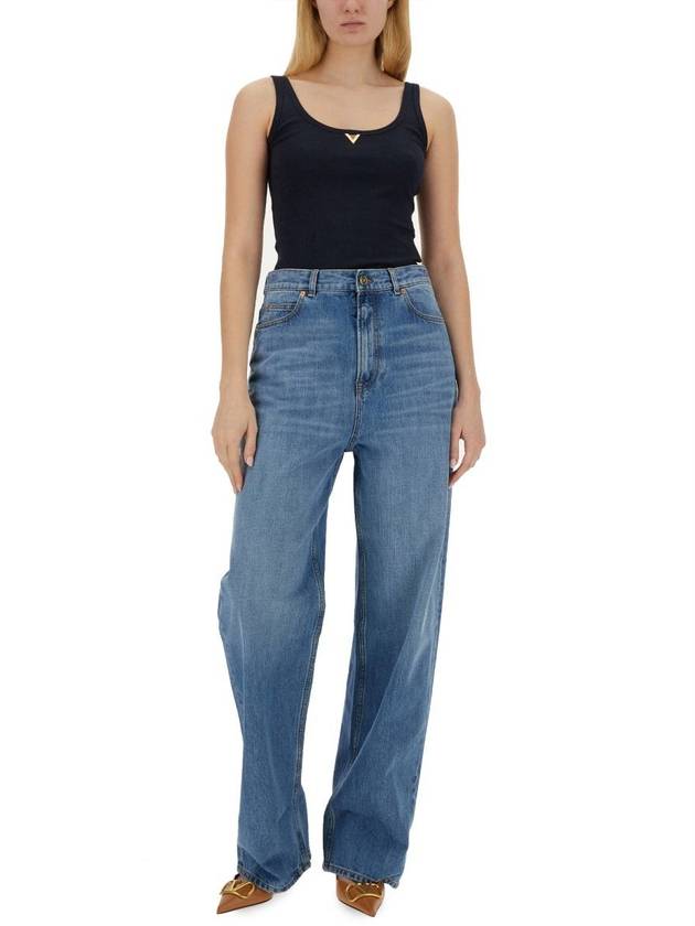 Denim Wide Jeans Blue - VALENTINO - BALAAN 3