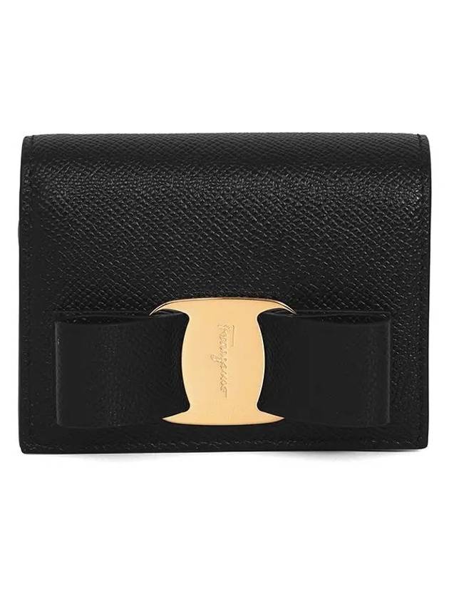 Vara Bow Gloss Flap Half Wallet Black - SALVATORE FERRAGAMO - BALAAN 2