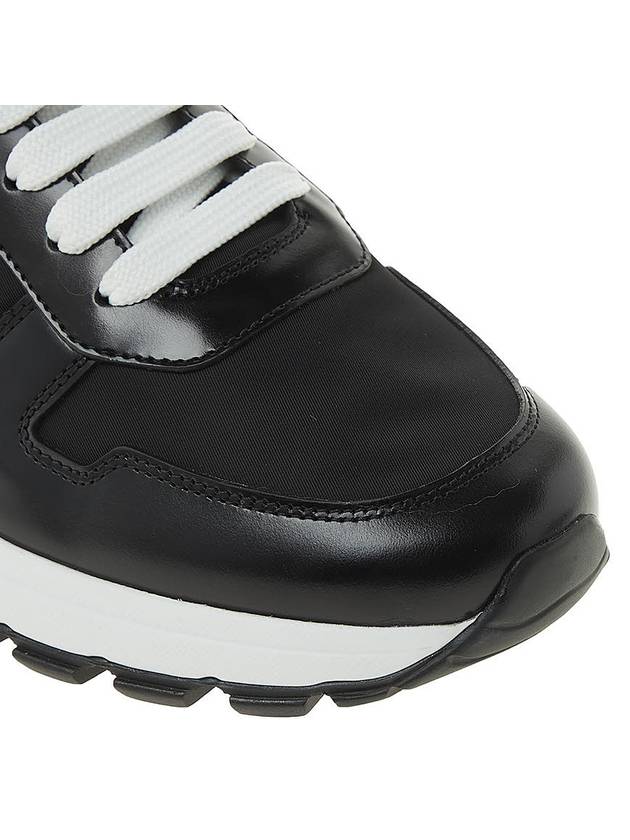 Prax 01 Re-Nylon Brushed Leather Low-Top Sneakers Black - PRADA - BALAAN 10