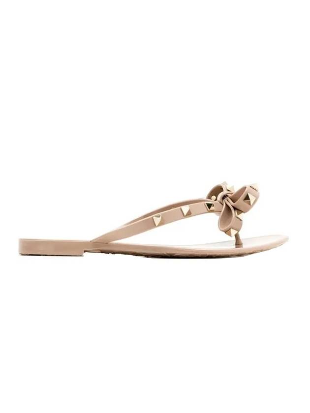 Women's Rockstud Flip Flops Beige - VALENTINO - BALAAN 1