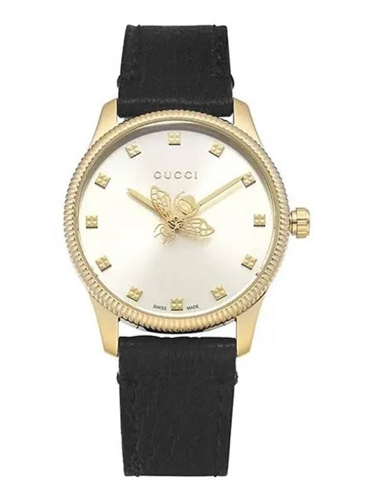 G Timeless 29mm Bee Quartz Leather Watch Gold - GUCCI - BALAAN 2