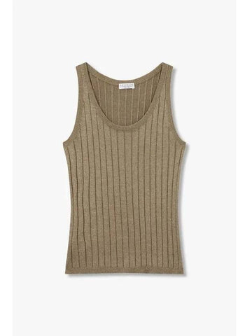 Women s Glitter Ribbed Knit Tank Top Light Brown - BRUNELLO CUCINELLI - BALAAN 1