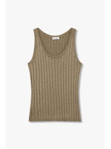 Women s Glitter Ribbed Knit Tank Top Light Brown - BRUNELLO CUCINELLI - BALAAN 1