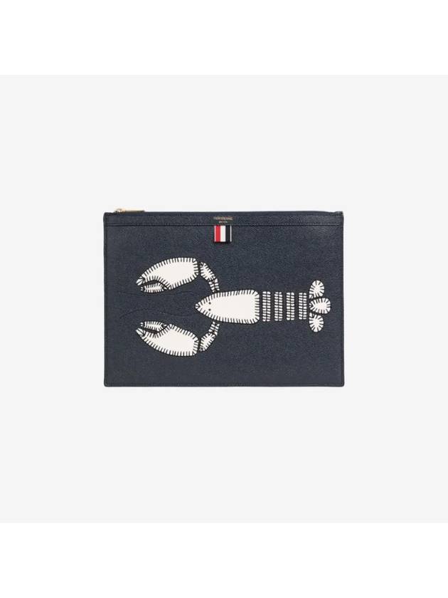 Lobster Grain Leather Medium Clutch Bag Navy - THOM BROWNE - BALAAN 2