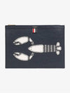 Lobster Grain Leather Medium Clutch Bag Navy - THOM BROWNE - BALAAN 2