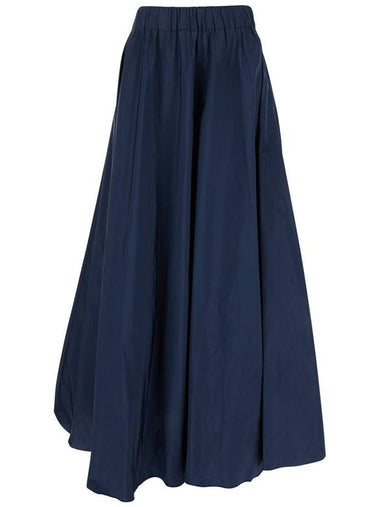 Blue Midi Skirt With Elastic Waist And Ruffle Design In Tech Fabric Woman - P.A.R.O.S.H. - BALAAN 1