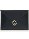 FF Gold Logo Large Pouch Bag Black - FENDI - BALAAN 2