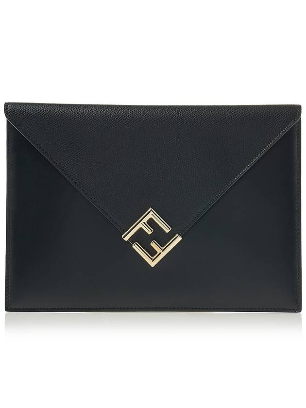 FF Gold Logo Large Pouch Bag Black - FENDI - BALAAN 2