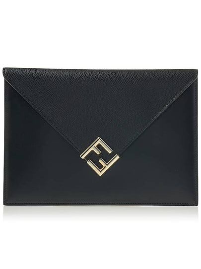 FF Gold Logo Large Pouch Bag Black - FENDI - BALAAN 2