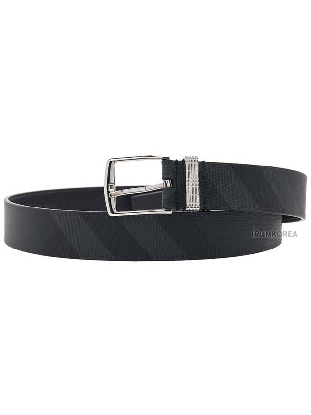 Checked Leather Belt Charcoal - BURBERRY - BALAAN 11