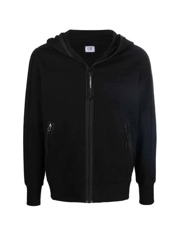 Goggles Detail Fleece Zip-Up Hoodie Black - CP COMPANY - BALAAN 1