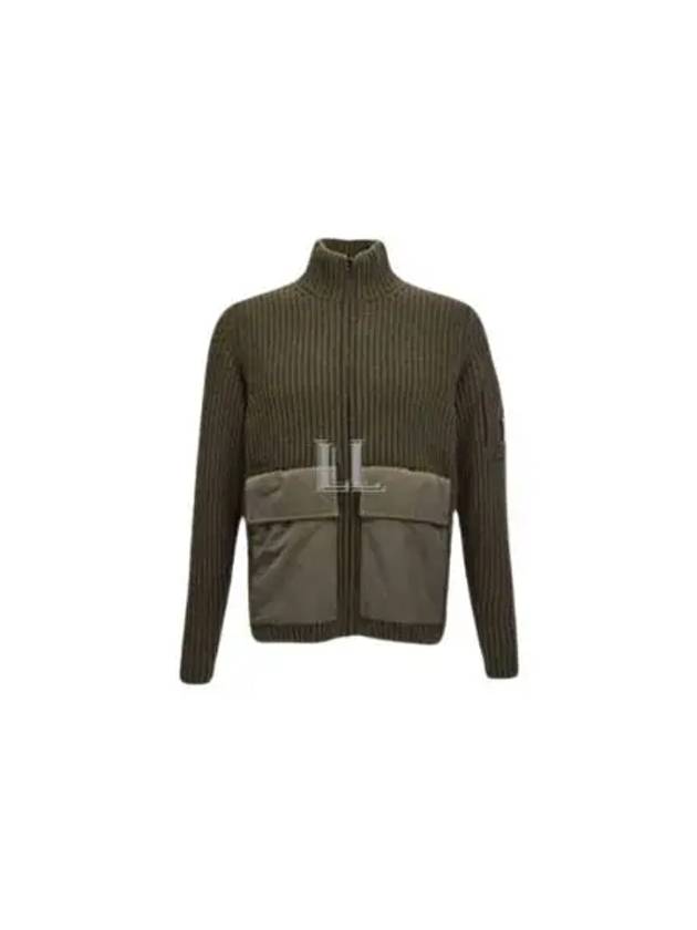 Lambswool Chrome Blend Zip-Up Cardigan Green - CP COMPANY - BALAAN 2