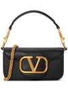 V Logo Calfskin Chain Shoulder Bag Black - VALENTINO - BALAAN 2