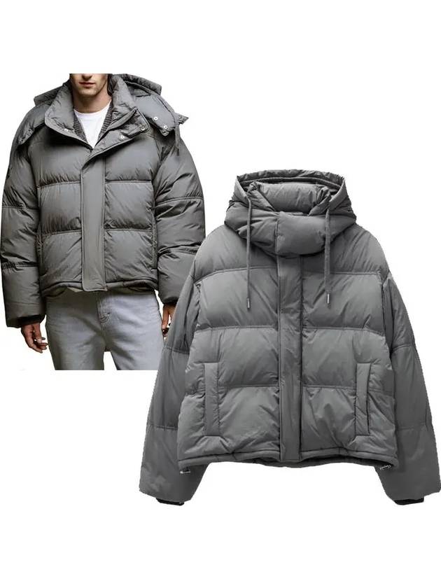 Oversized Nylon Puffer Down Jacket Grey - AMI - BALAAN 2