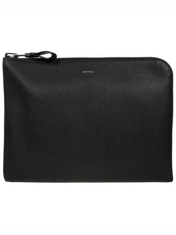 Men's Logo Leather Clutch Bag Black - TOM FORD - BALAAN 1