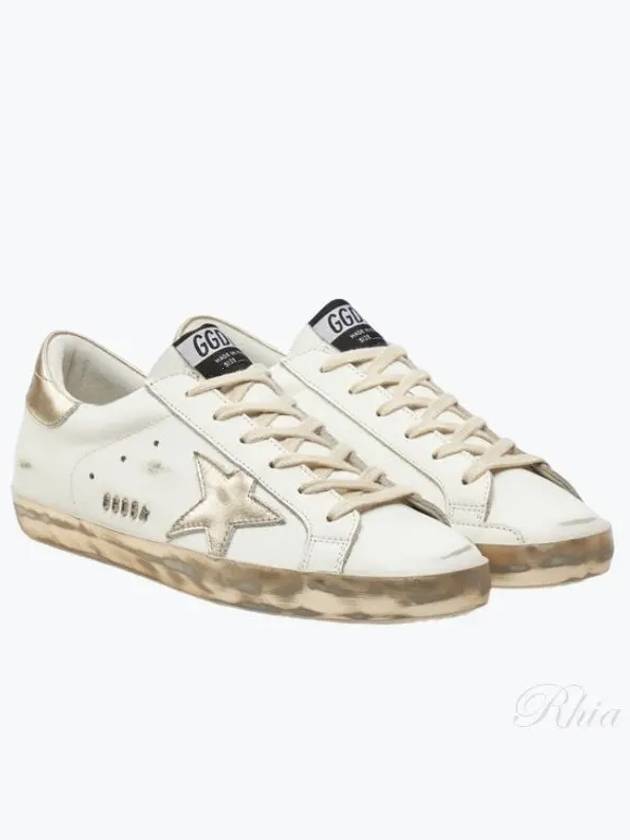 Women's Gold Sparkle Foxing Metal Stud Lettering Superstar Low Top Sneakers White - GOLDEN GOOSE - BALAAN 2