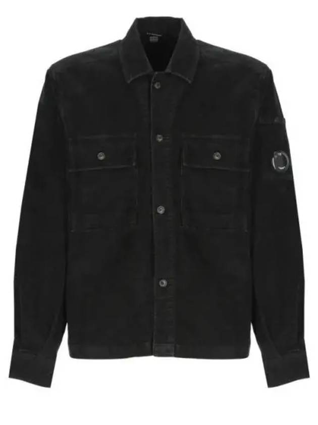 Corduroy Button Utility Shirt Jacket Black - CP COMPANY - BALAAN 2