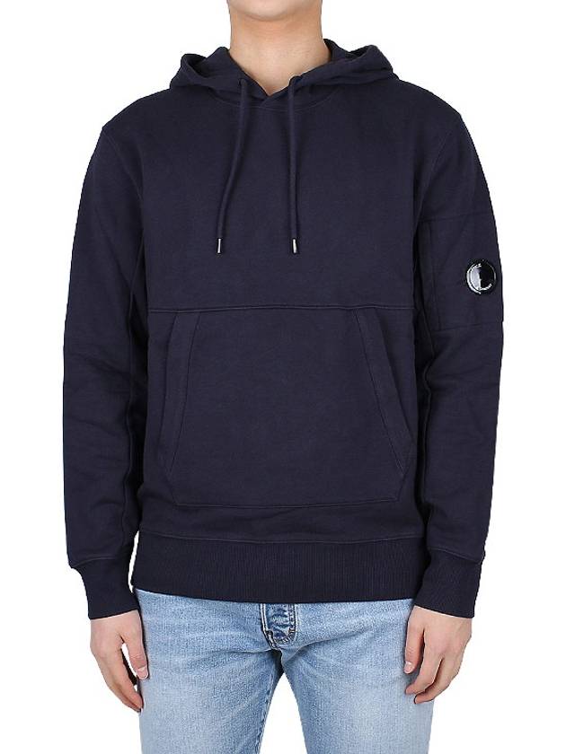 Logo Patch Drawstring Hoodie Navy - CP COMPANY - BALAAN 3