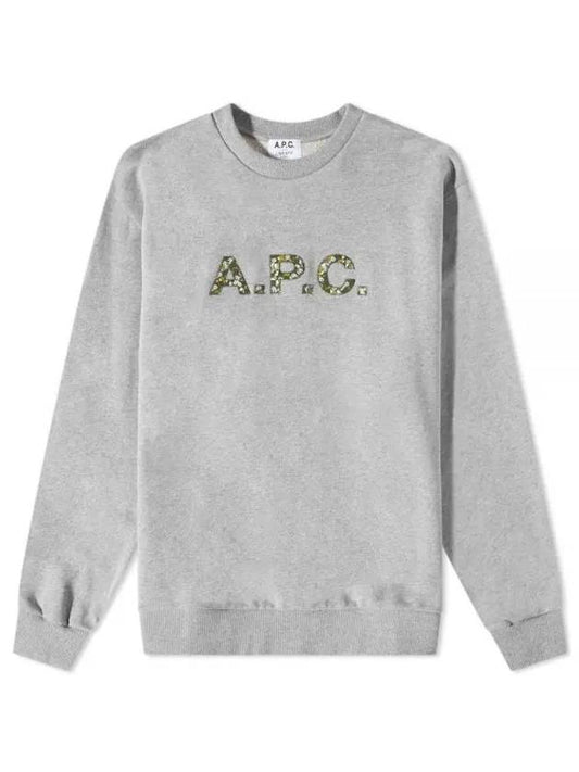 Liberty Camo Logo Crew Sweatshirt Heathered Light Grey - A.P.C. - BALAAN 1