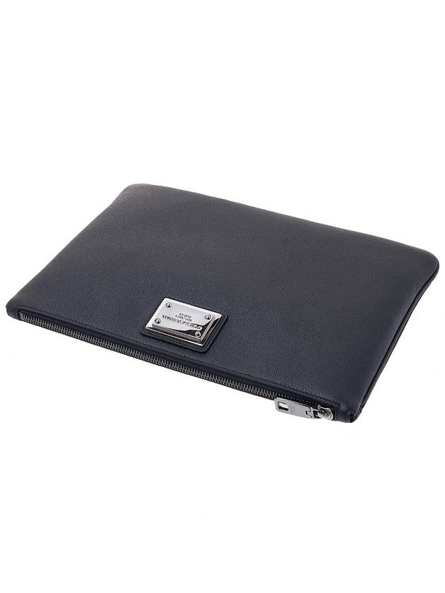 Metal Logo Grain Calfskin Clutch Bag Black - DOLCE&GABBANA - BALAAN 5