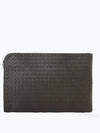 Intrecciato Weaving Zipper Medium Clutch Bag Dark Brown - BOTTEGA VENETA - BALAAN 2