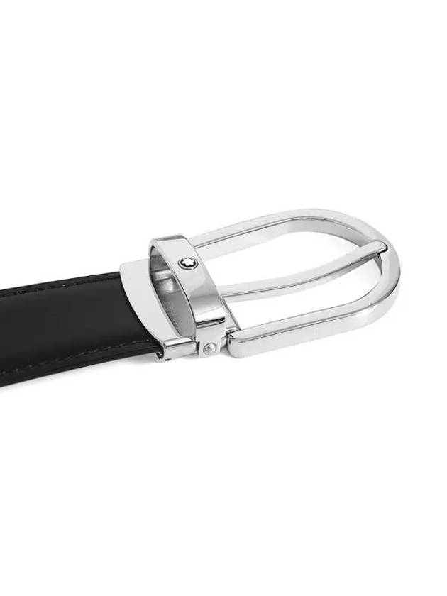 Horseshoe Buckle Reversible Leather Belt Black Brown - MONTBLANC - BALAAN 5