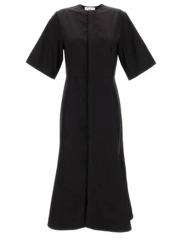 Cotton Short Sleeve Midi Dress Black - AMI - BALAAN 2