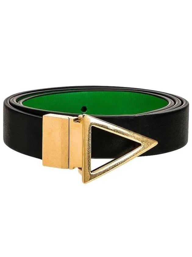 Triangle Buckle Leather Belt Black - BOTTEGA VENETA - BALAAN 1