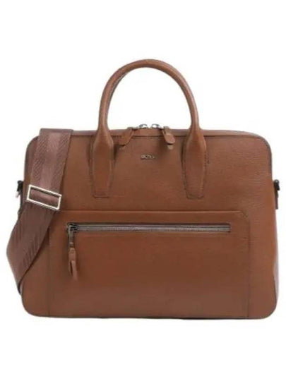 Logo Lettering Grained Leather Brief Case Brown - HUGO BOSS - BALAAN 2