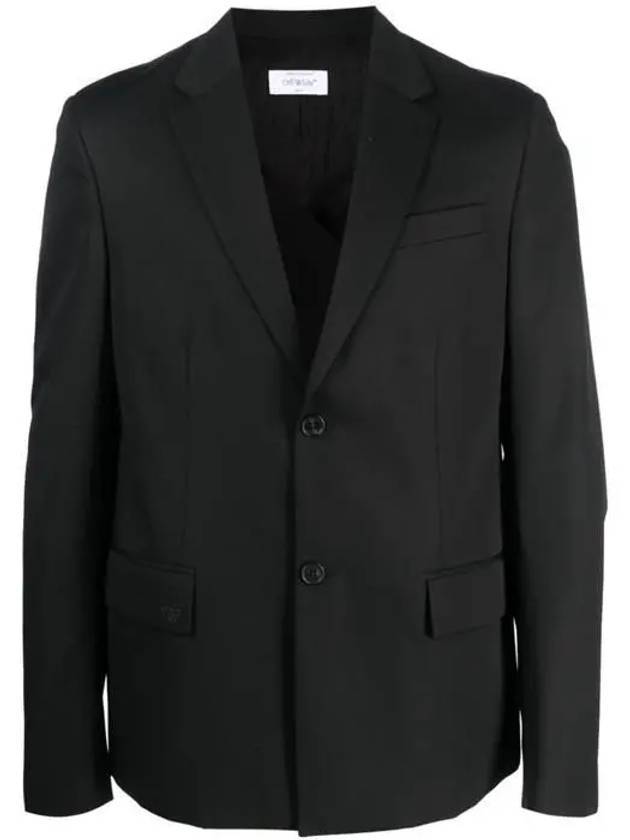 Relaxed Single Wool Blazer Jacket Black - OFF WHITE - BALAAN 1