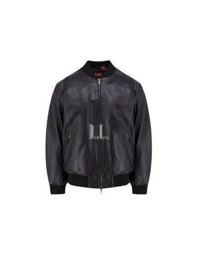 L Khan Leather Bomber Jacket Black - DIESEL - BALAAN 2