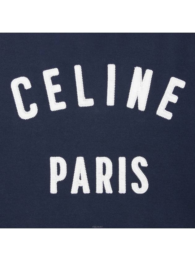 Satin Patch Cotton Jersey Sleeveless Navy - CELINE - BALAAN 4