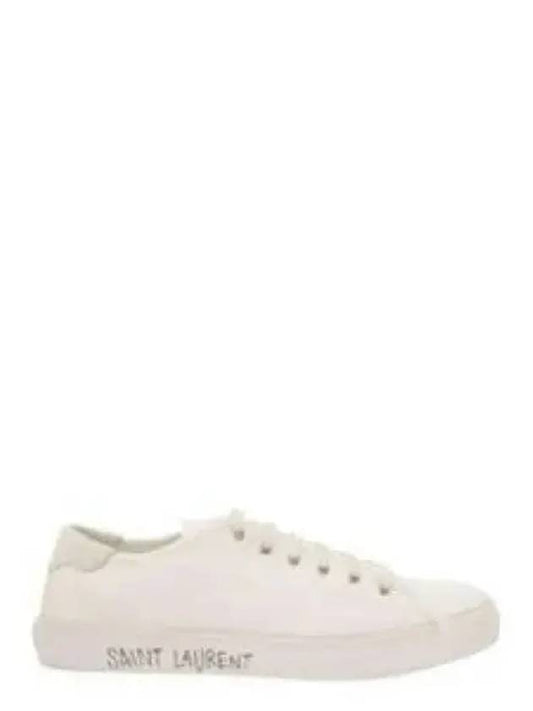 Malibu Logo Canvas Low Top Sneakers White - SAINT LAURENT - BALAAN 2