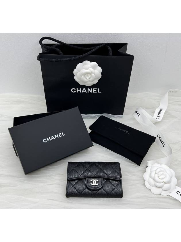 Classic Card Holder Grained Calfskin Silver Black - CHANEL - BALAAN 5